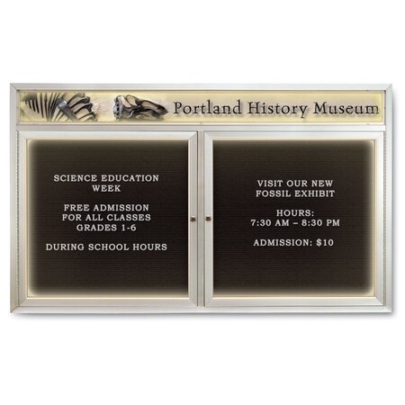 United Visual Products Indoor Enclosed Combo Board, 42"x32", Gold Frame/White Porc & Pumice UVCB4232G-WHTPORC-PUMICE